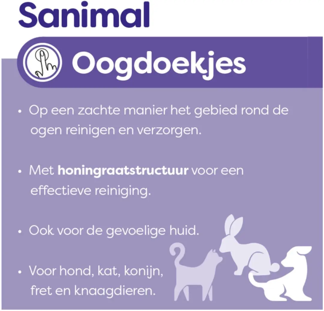 Sanimal Oogdoekjes voor honden - 100 stuks - afbeelding 4 van 6