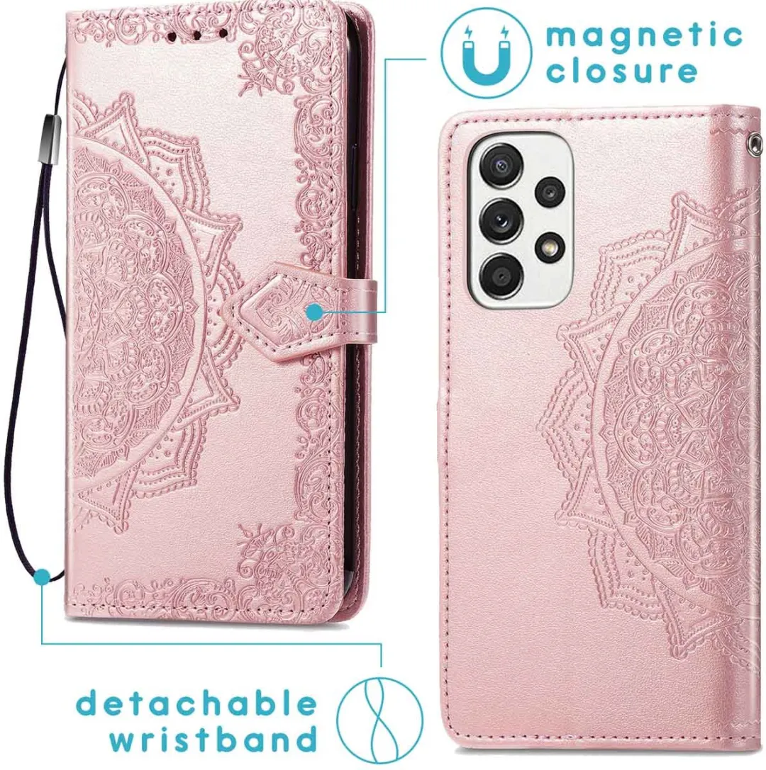 Imoshion Hoesje Samsung Galaxy A33 Mandala Bookcase Rosé Goud