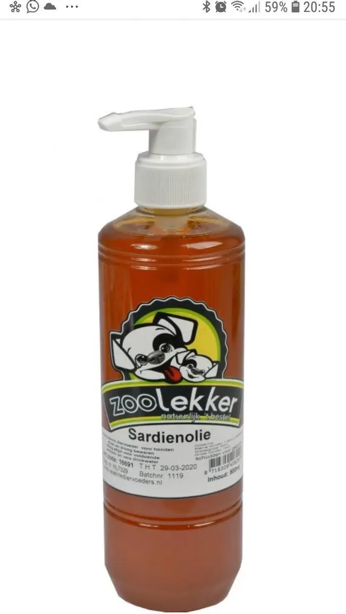 Zoolekker Sardienolie 500ml - Ondersteunende olie hond/kat - afbeelding 4 van 5