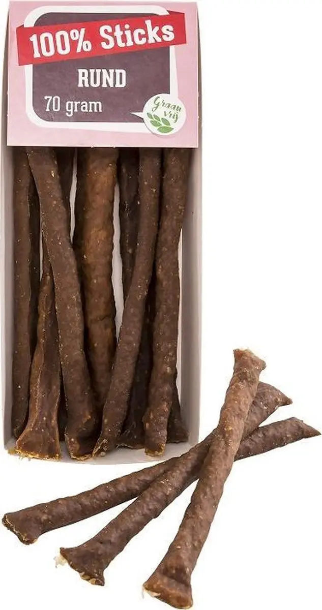 Hondensnacks rund-100% Rundvleessticks-10x70gram-Animal King