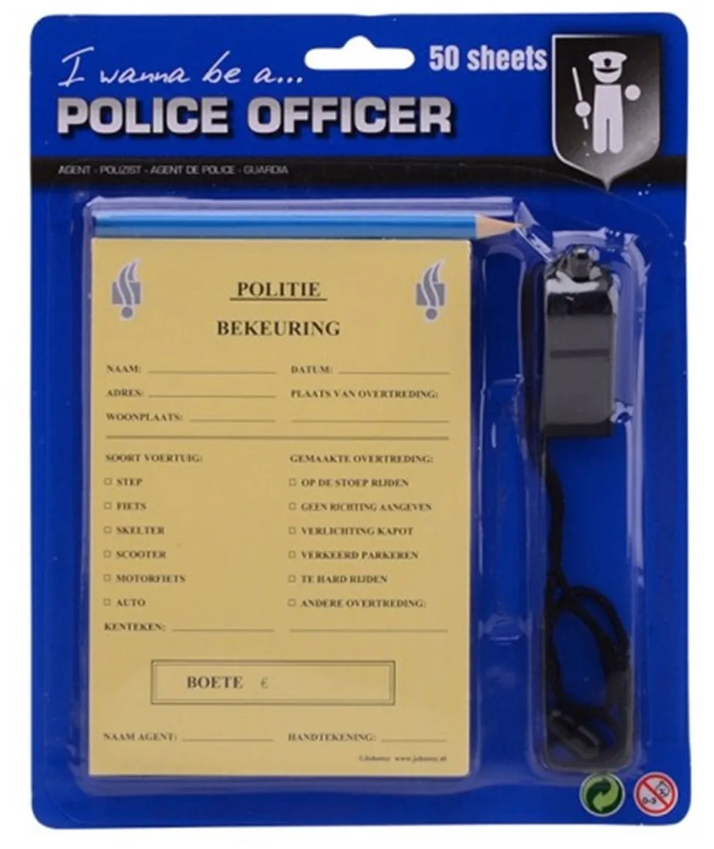 Johntoy Politie Bonnenboekje - Geel