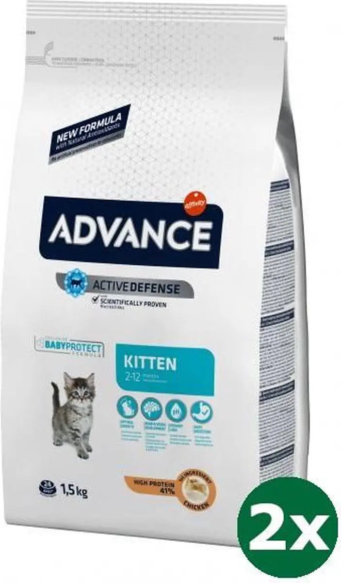 Advance cat kitten chicken / rice kattenvoer 2x 1,5 kg