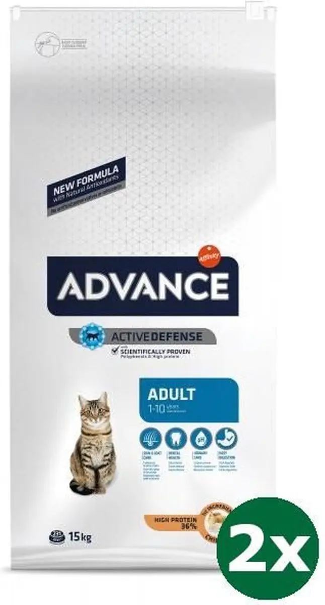 Advance cat adult chicken / rice kattenvoer 2x 15 kg