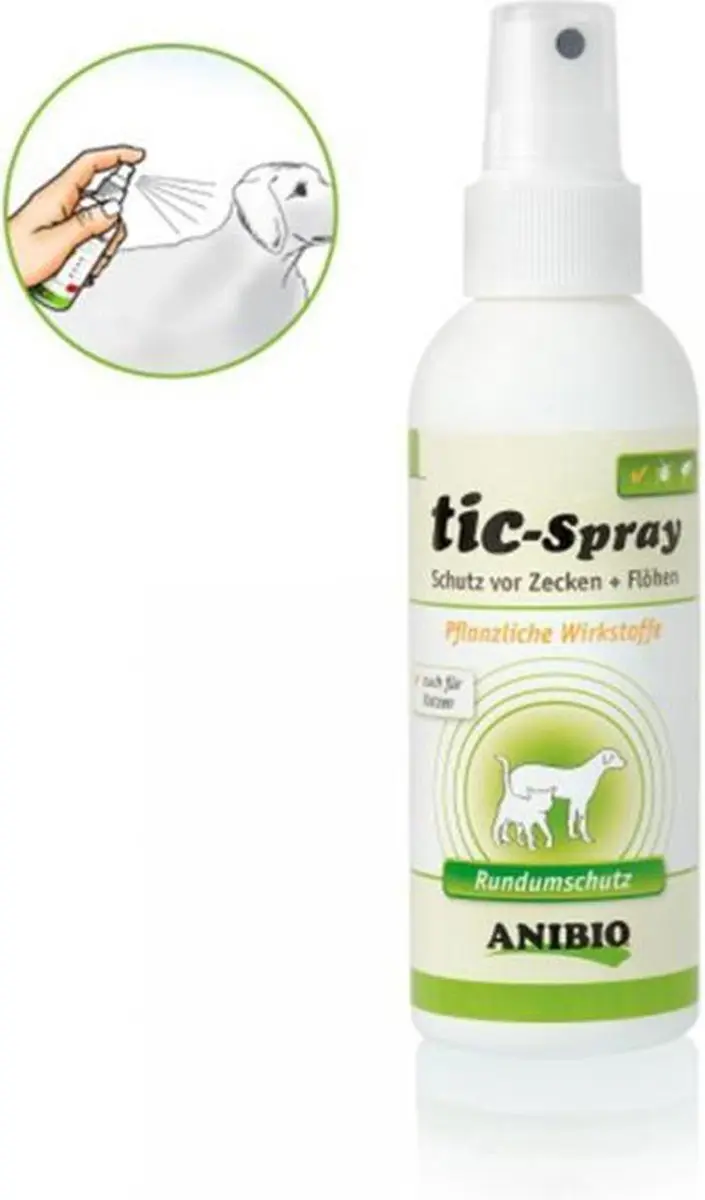 Anibio Tic-Spray bescherming tegen teken , vlooien en mijten voor honden en katt
