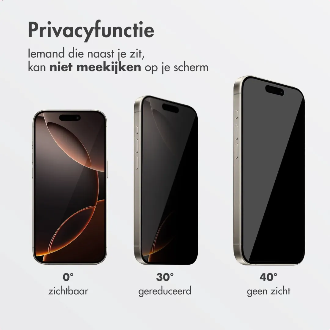 Accezz Screenprotector iPhone 16 Pro Max - Gehard Glas Privacy