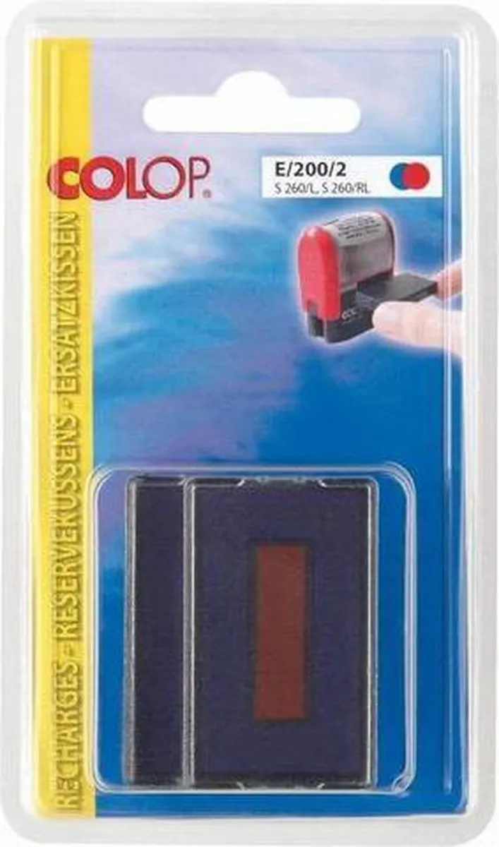 Colop Reservekussen S260L Blauw & Rood - 2 Stuks