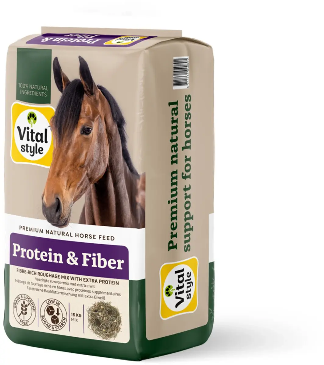 VITALstyle Protein & Fiber Ruwvoermix Paardenvoer - 15kg - afbeelding 2 van 5