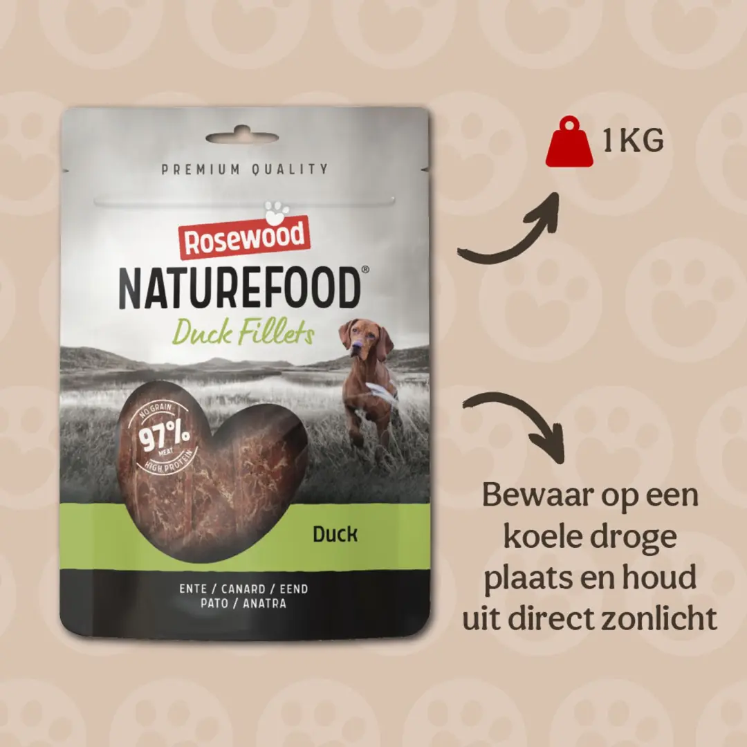Rosewood Naturefood Hondensnack Eend Filet 1kg - afbeelding 5 van 6