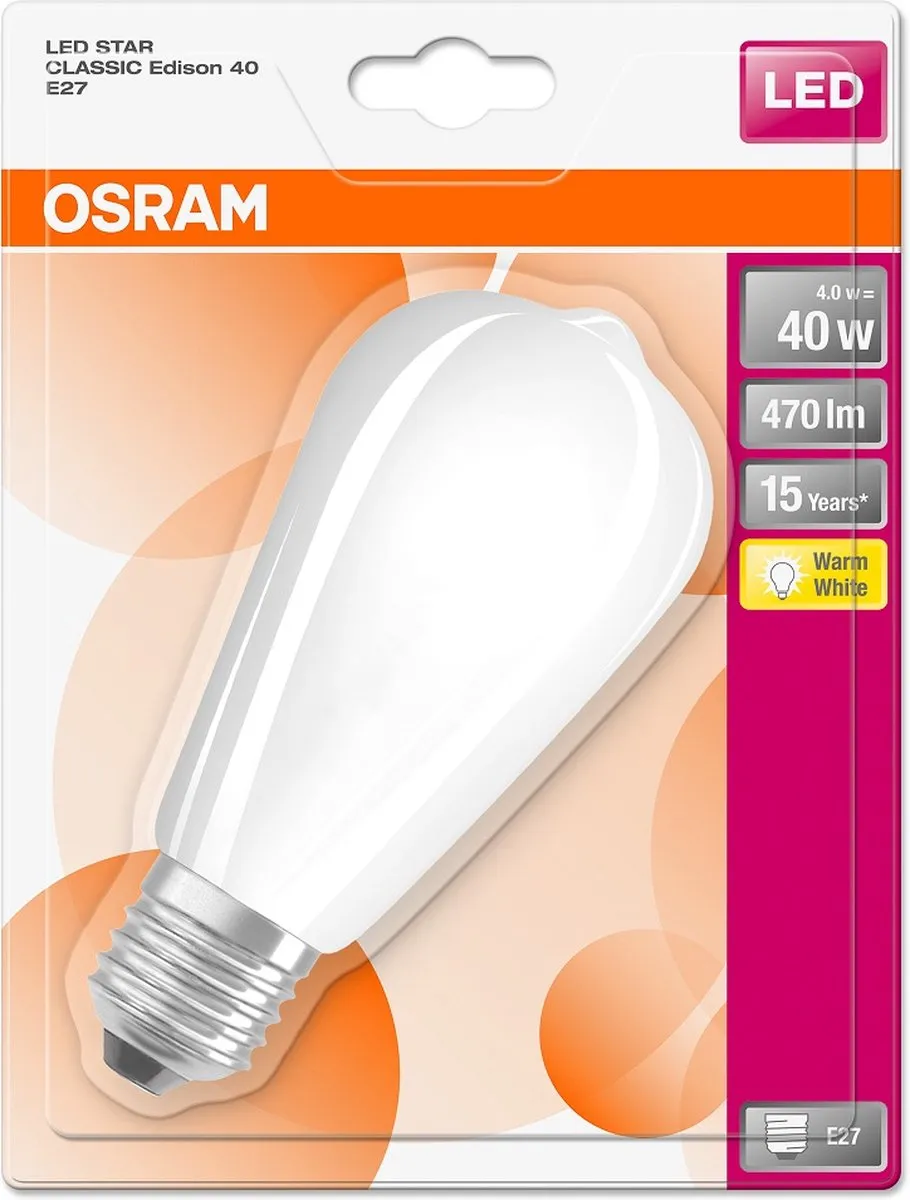 Osram LED E27 5W Warmwit - Mat Glas 2700K