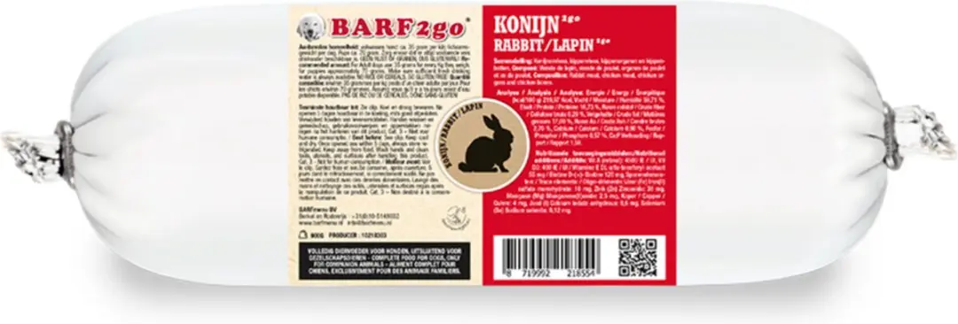 BARFmenu 2Go Hondenvoer Nat Konijn 900g