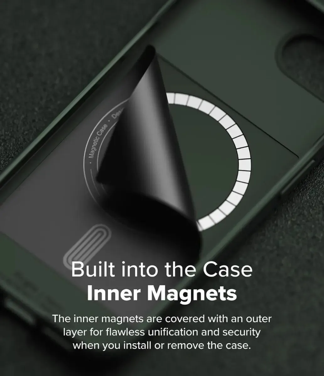 Ringke Onyx Magnetic Hoesje ACS-05771 - iPhone 16/17 - MagSafe - Donker Groen - afbeelding 6 van 6