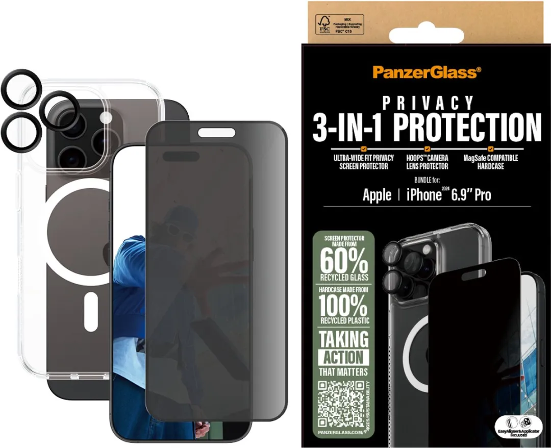 PanzerGlass PG 3-in-1 Priv Bundle iPhone 16 Pro Max - 1284 - afbeelding 3 van 6