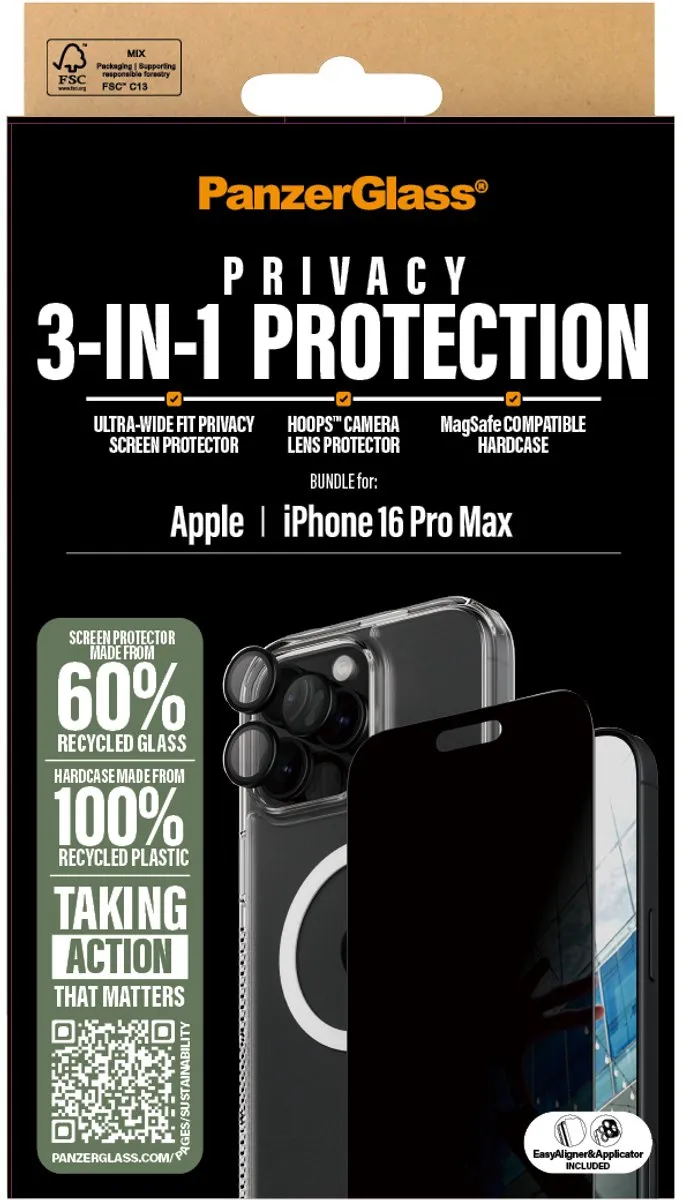PanzerGlass PG 3-in-1 Priv Bundle iPhone 16 Pro Max - 1284 - afbeelding 4 van 6