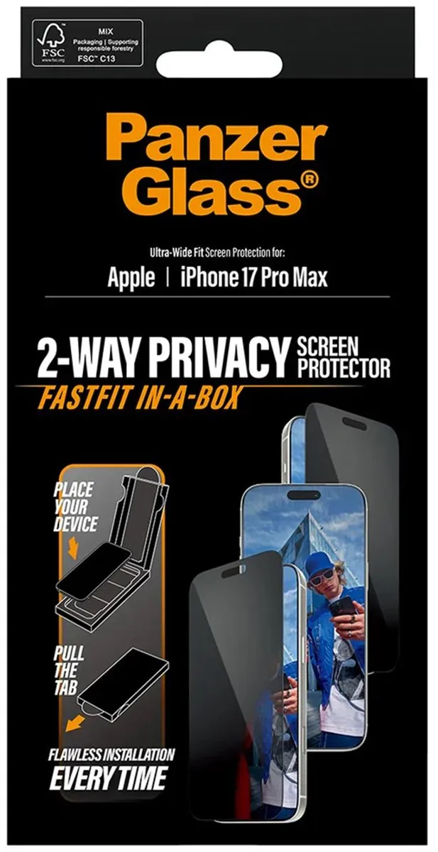 PanzerGlass PG35684 Screenprotector iPhone 17 Pro Max - Privacy Zwart - afbeelding 6 van 6