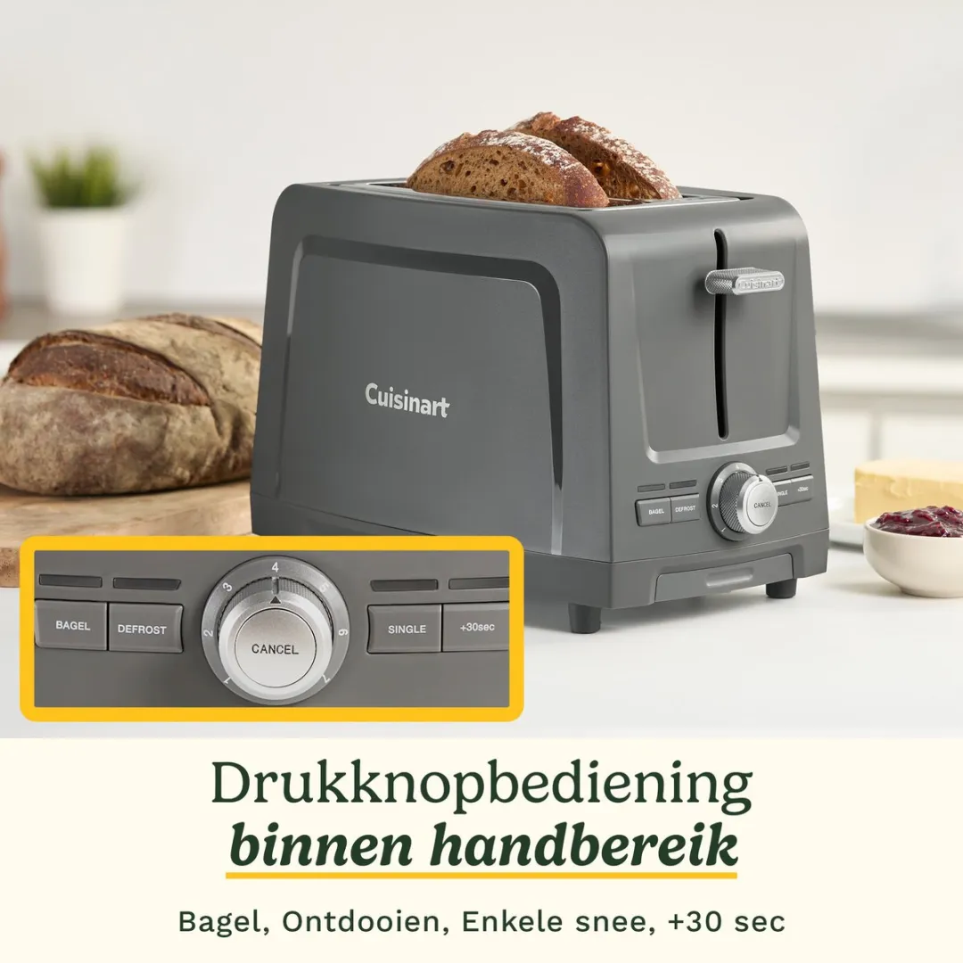 Cuisinart Metalen Broodrooster voor 2 Sneetjes - Extra Lange Sleuven - High-Lift Quickview - Bagel Functie - Ontdooi Optie - Kruimellade