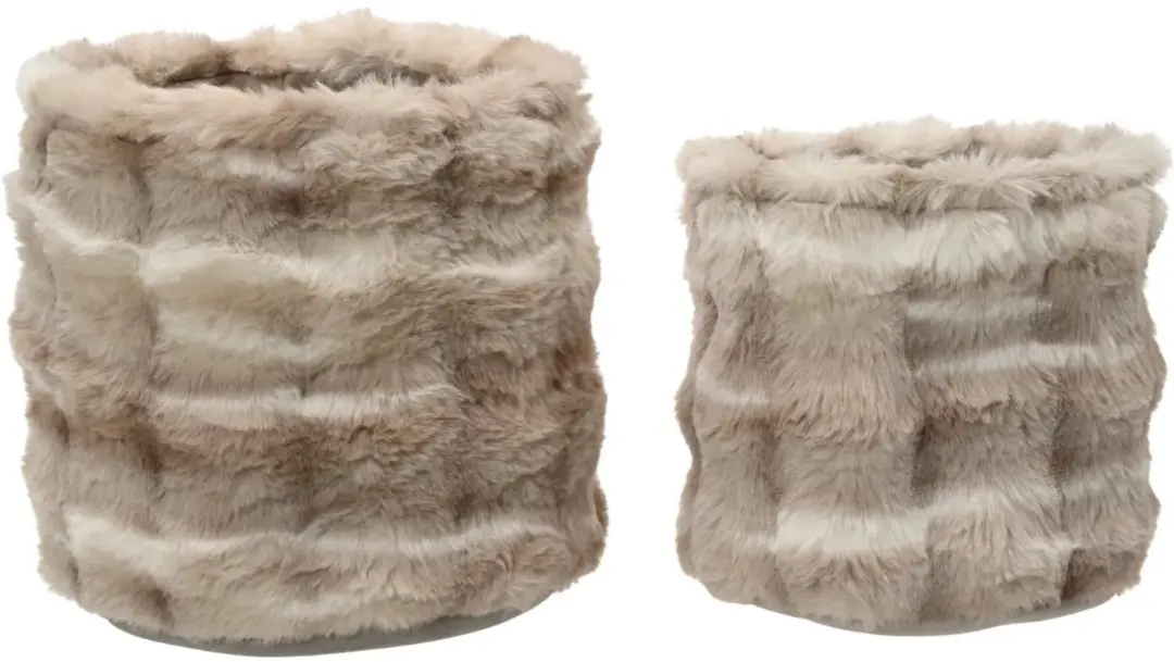 Kerstdecoratie bontmand crème/bruin Ø 30 cm, hoogte 30 cm