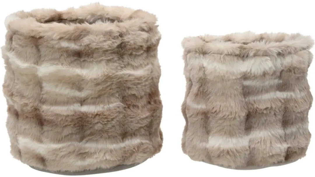Kerstdecoratie bontmand crèmekleurig/bruin Ø 25 cm hoogte 25 cm
