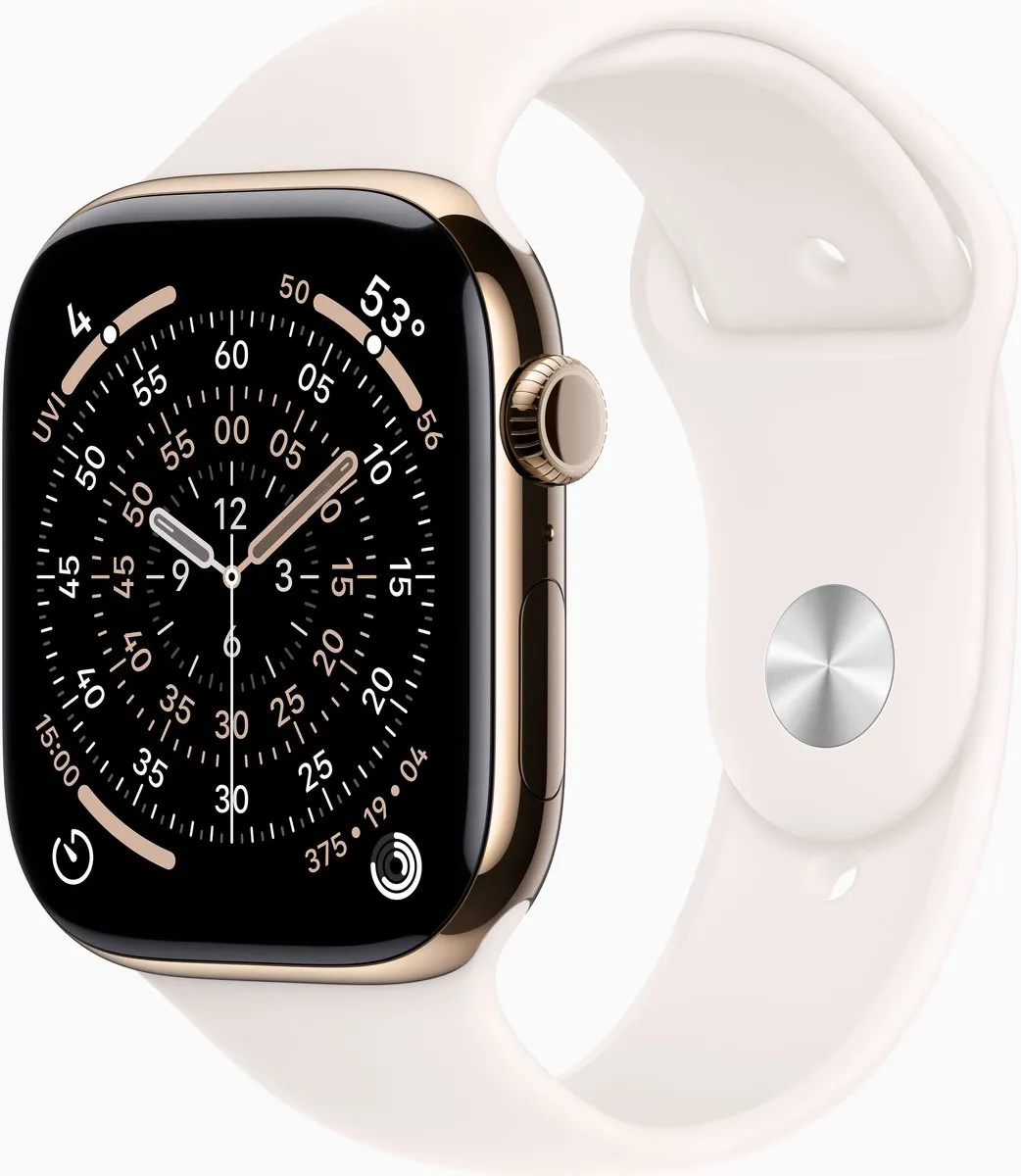Apple Watch 11 46mm Gold Titanium - Lichtroze Band