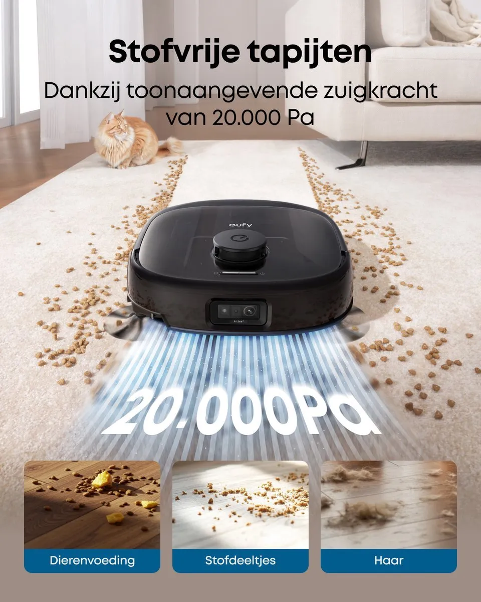 Eufy Omni E25 Robotstofzuiger - 20.000 Pa - Zwart