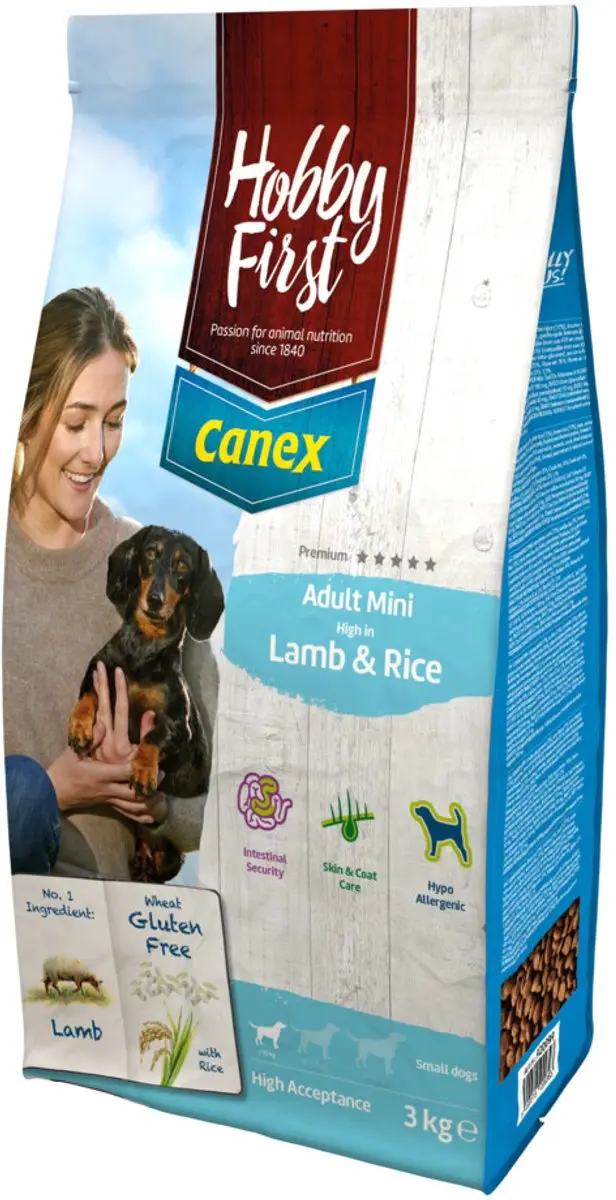 Hobby First Canex Adult Lamb & Rice Mini 3kg - afbeelding 2 van 2