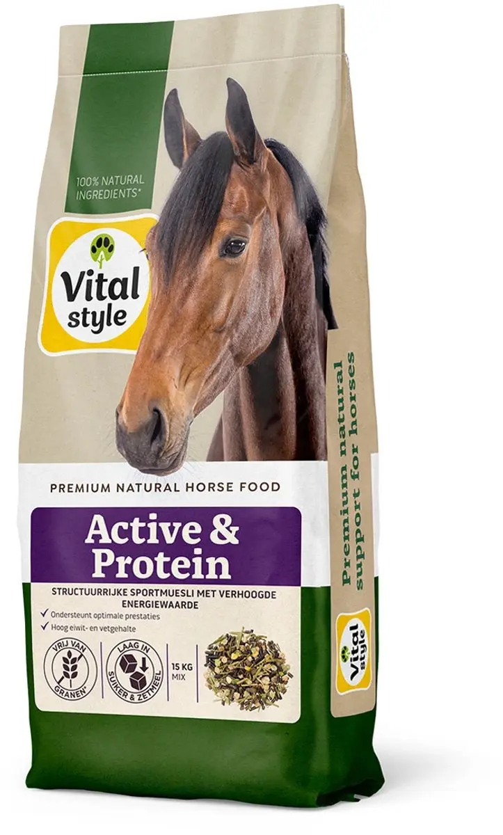 VITALstyle Paardenmuesli Active & Protein - 15 kg - afbeelding 2 van 6