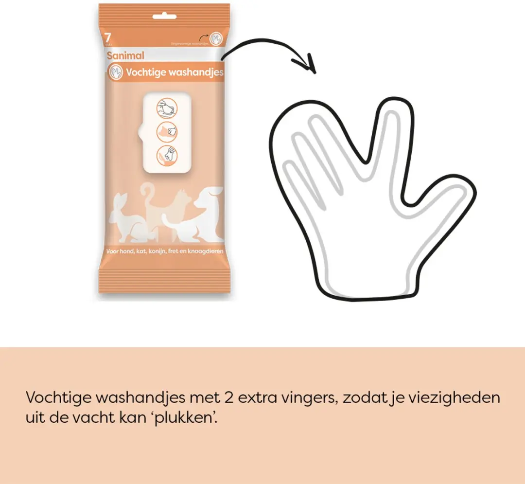 Sanimal Vochtige Washandjes - 7 stuks - afbeelding 3 van 3