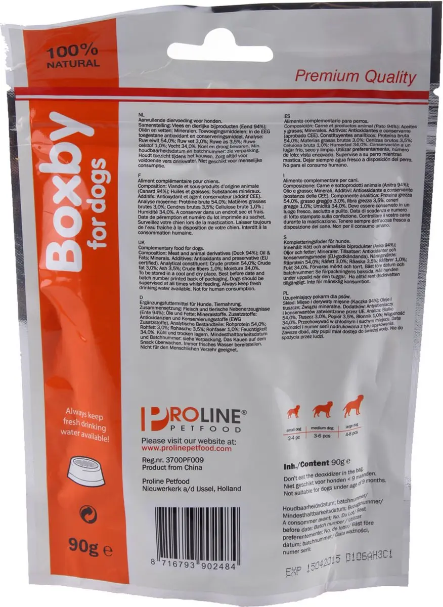 Proline Boxby Slices Eend Hondensnacks - 3x90g - afbeelding 4 van 6