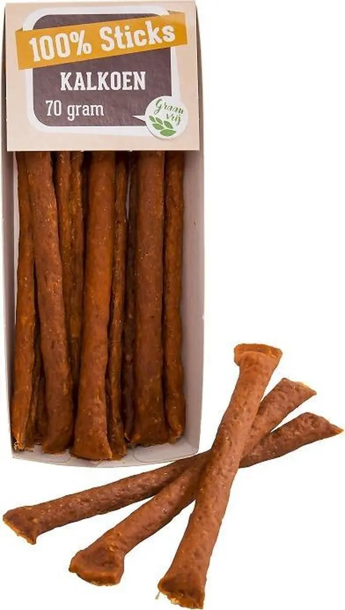100% Kalkoensticks-10 x 70 gram-hondensnacks-Animal King