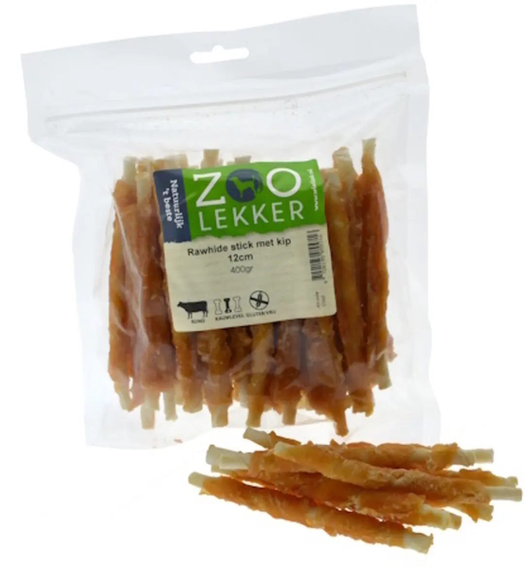 Zoolekker Rawhide stick met kip 12 cm