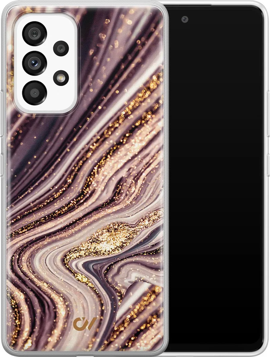 Casevibes Samsung Galaxy A53 Hoesje - Golden Pink Marble