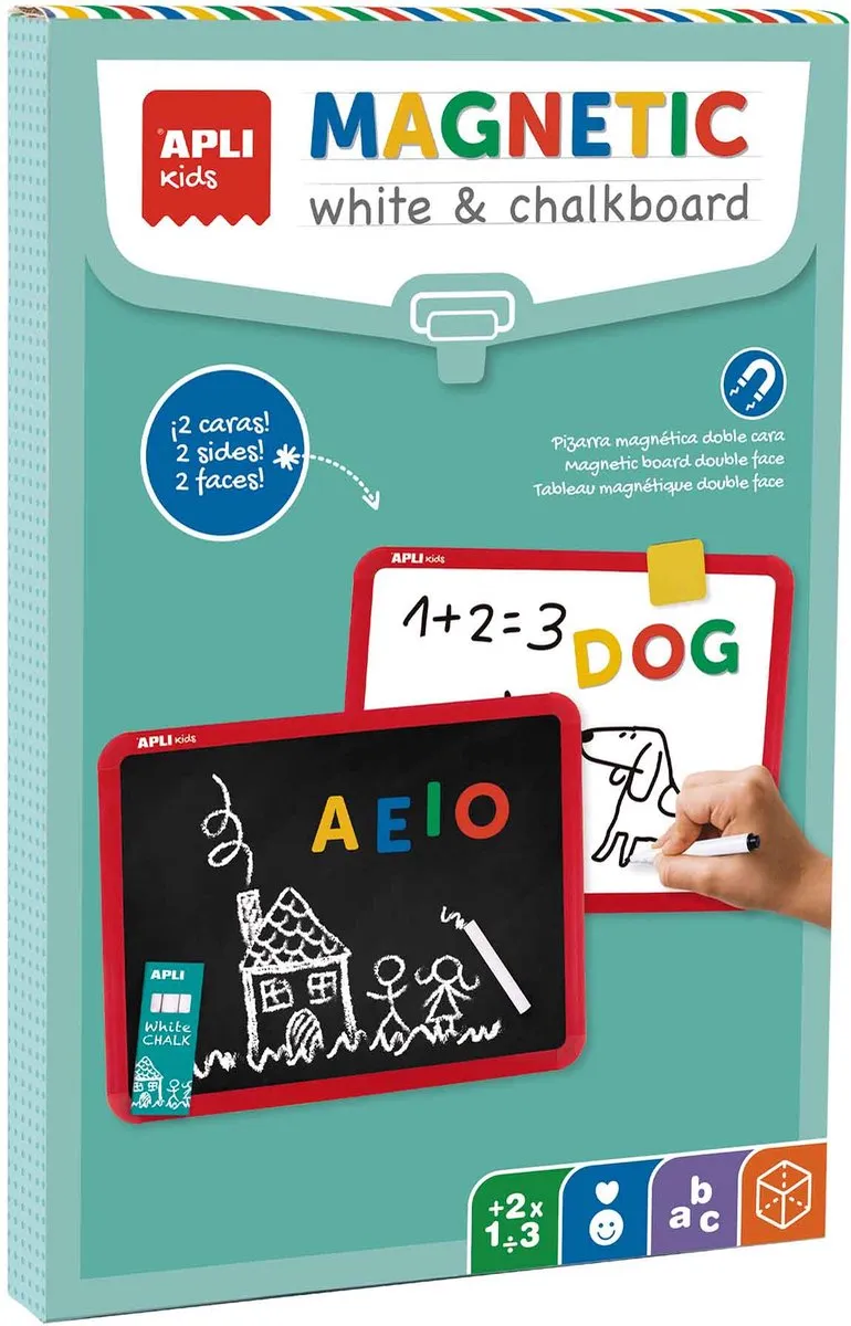 Apli Kids Dubbelzijdig Magnetisch Schrijfbord - Zwart/Rood/Wit