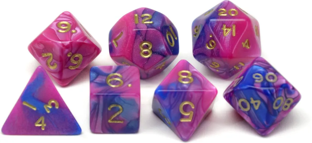 HOT Games Dobbelstenen Set Toxic Paars/Blauw - 7 Stuks