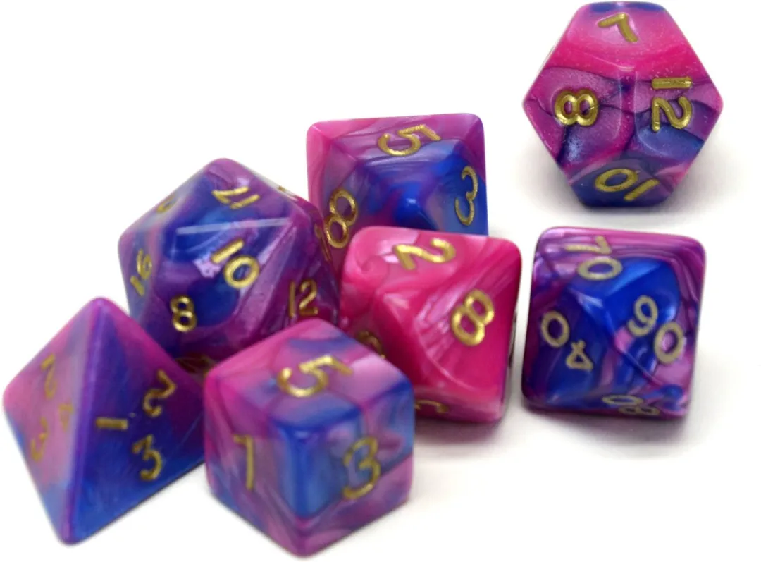 HOT Games Dobbelstenen Set Toxic Paars/Blauw - 7 Stuks