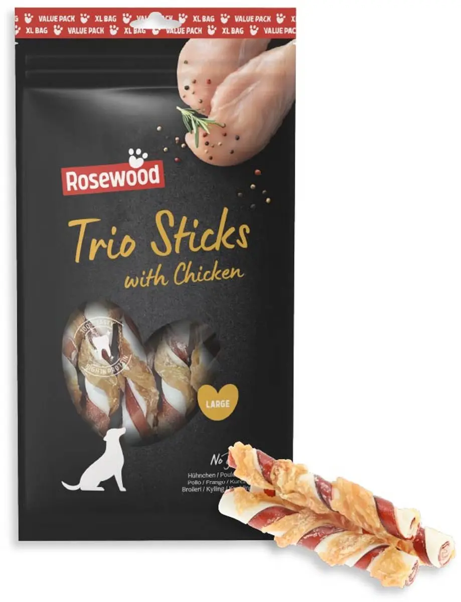 Rosewood Trio Sticks Large Hondensnack Kip 800 g