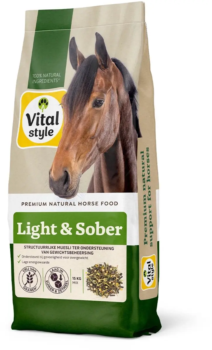 Vitalstyle Paardenmuesli Light & Sober 15 kg - afbeelding 2 van 5
