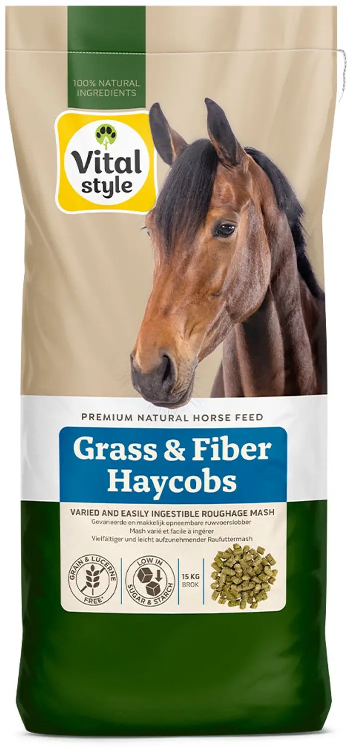 VITALstyle Haycobs Grass & Fiber Paardenvoer 15kg