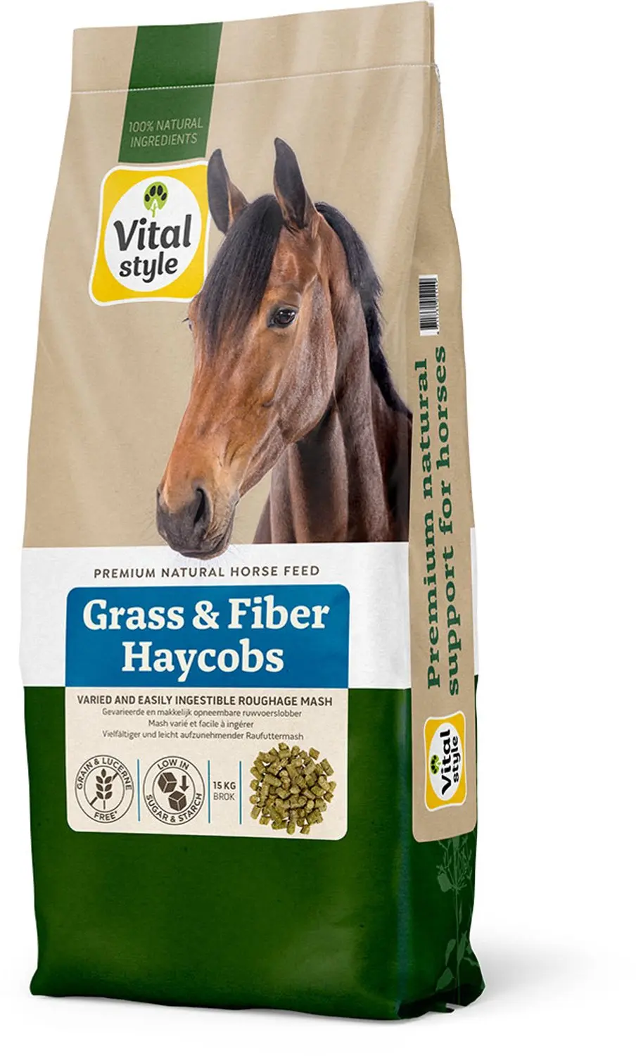 VITALstyle Haycobs Grass & Fiber Paardenvoer 15kg - afbeelding 2 van 5