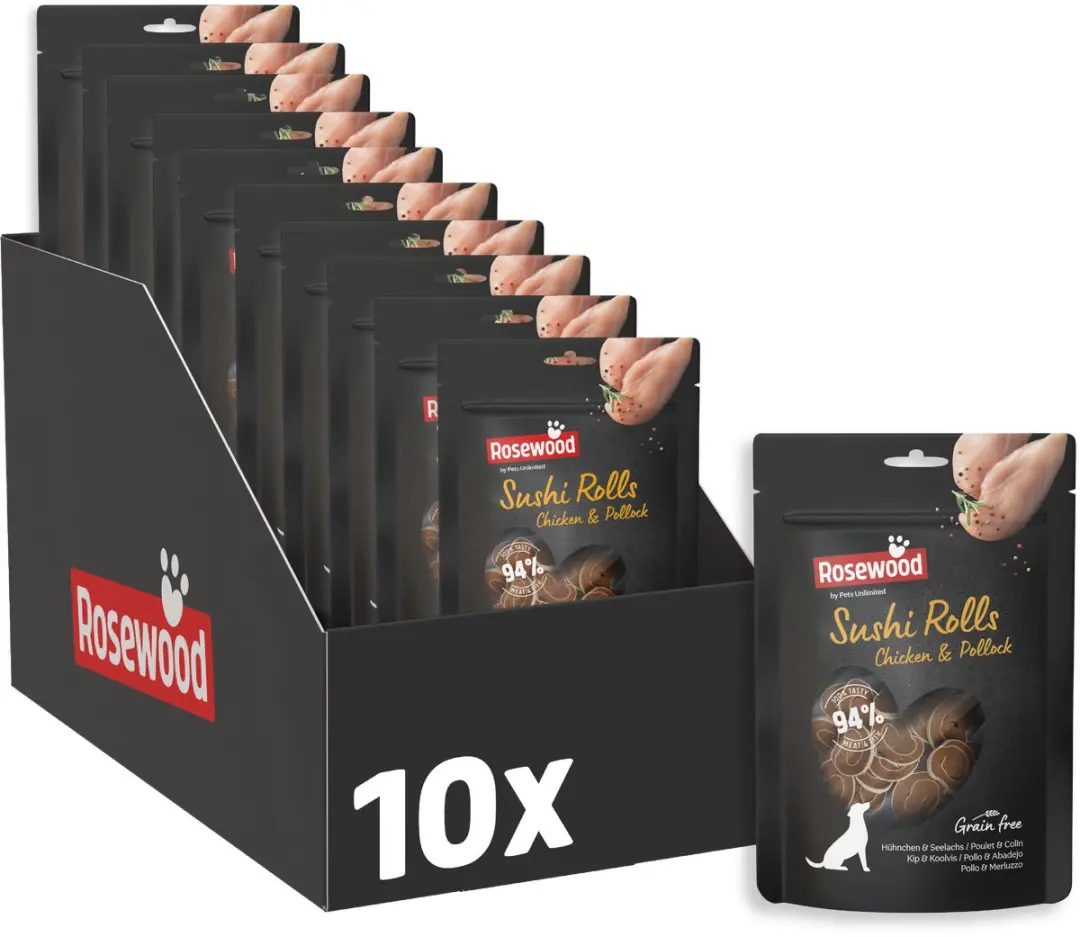 Rosewood Sushi Rolls Hondensnack Kip en Koolvis