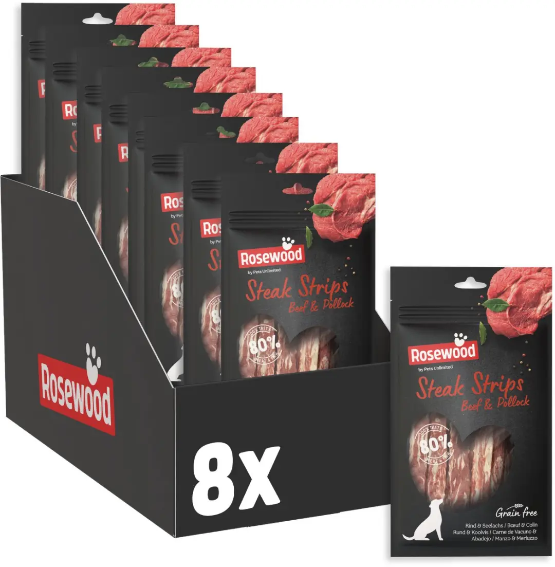Rosewood Steak Strips Hondensnack Rund en Koolvis