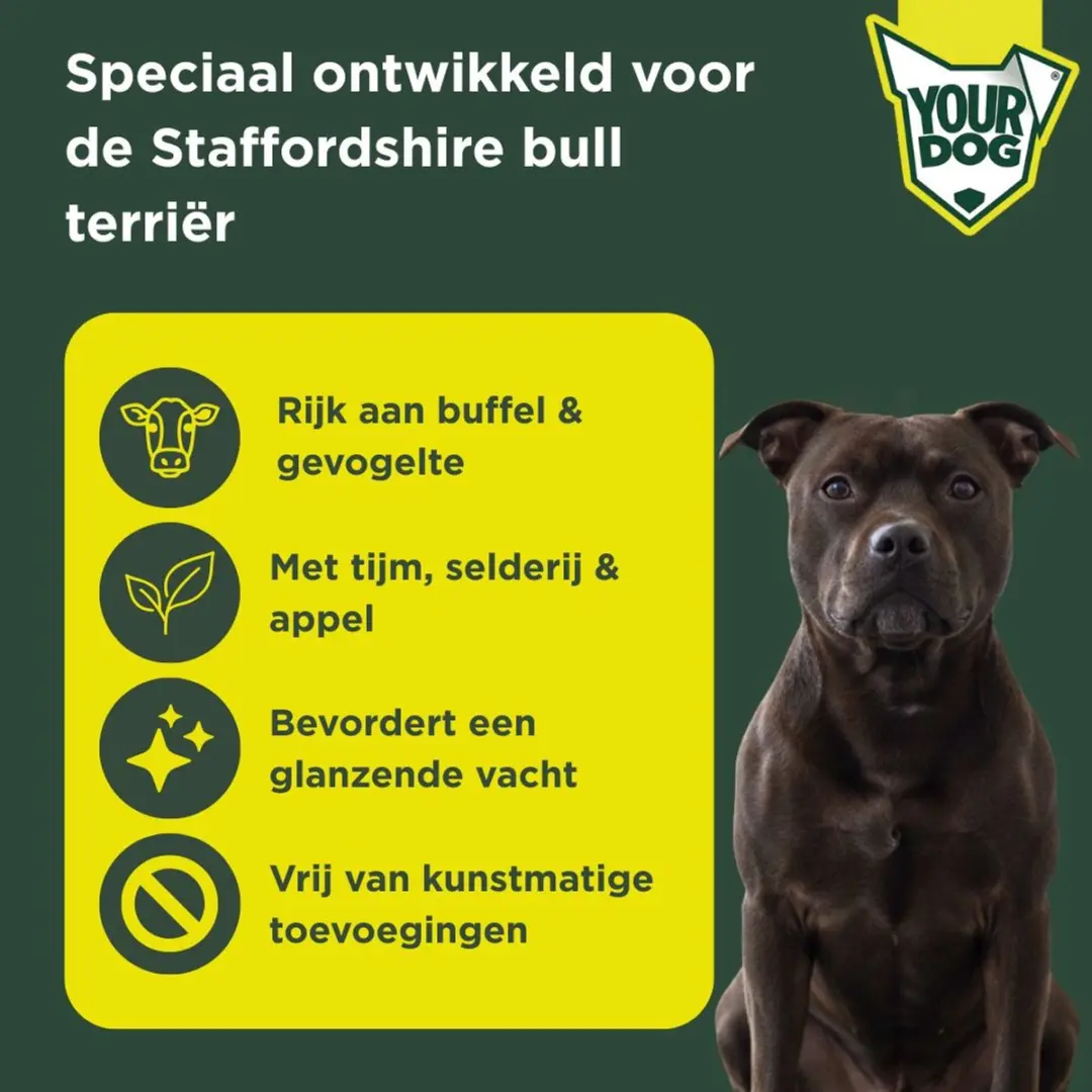Yourdog Staffordshire Bull Terriër Senior Hondenbrokken - 12 kg - afbeelding 2 van 4