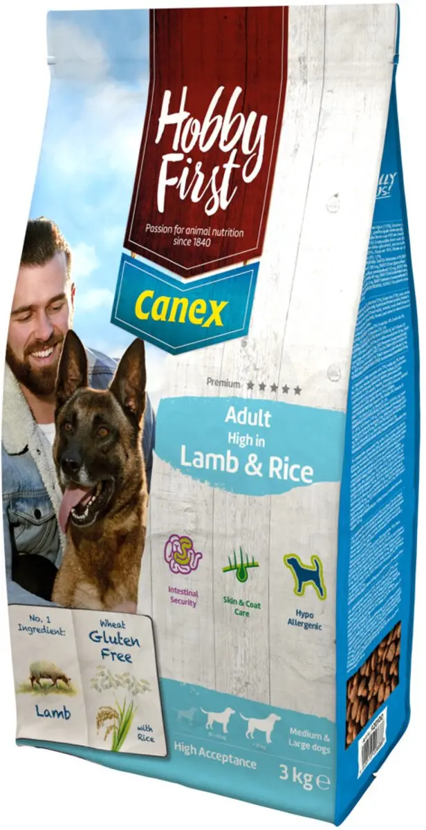 HobbyFirst Canex Adult Hondenvoer Lam & Rijst - 3kg - afbeelding 2 van 2