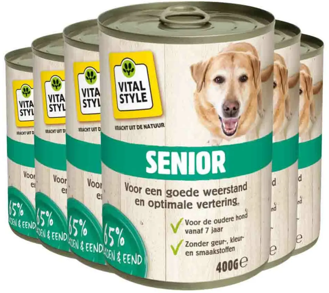 VITALstyle Hondenvoer Blik Senior - 400g - 6x - afbeelding 5 van 6