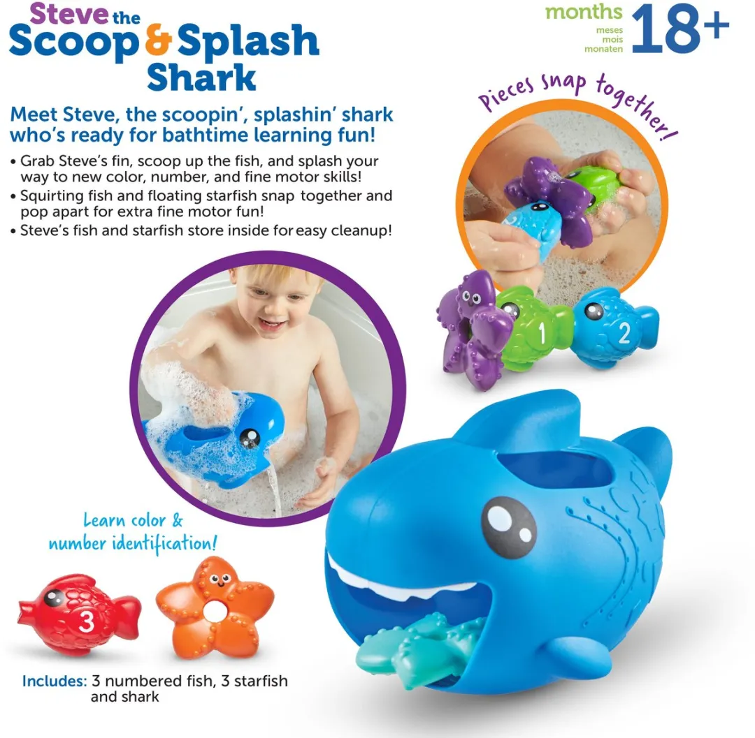 Learning Resources Steve the Scoop & Splash Shark Badspeelgoed - Multicolor