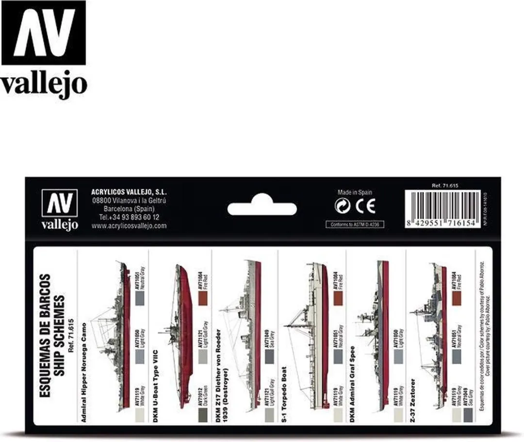 Vallejo Hobbyverf Kriegsmarine WWII German Colors Acrylset - 8x17ml