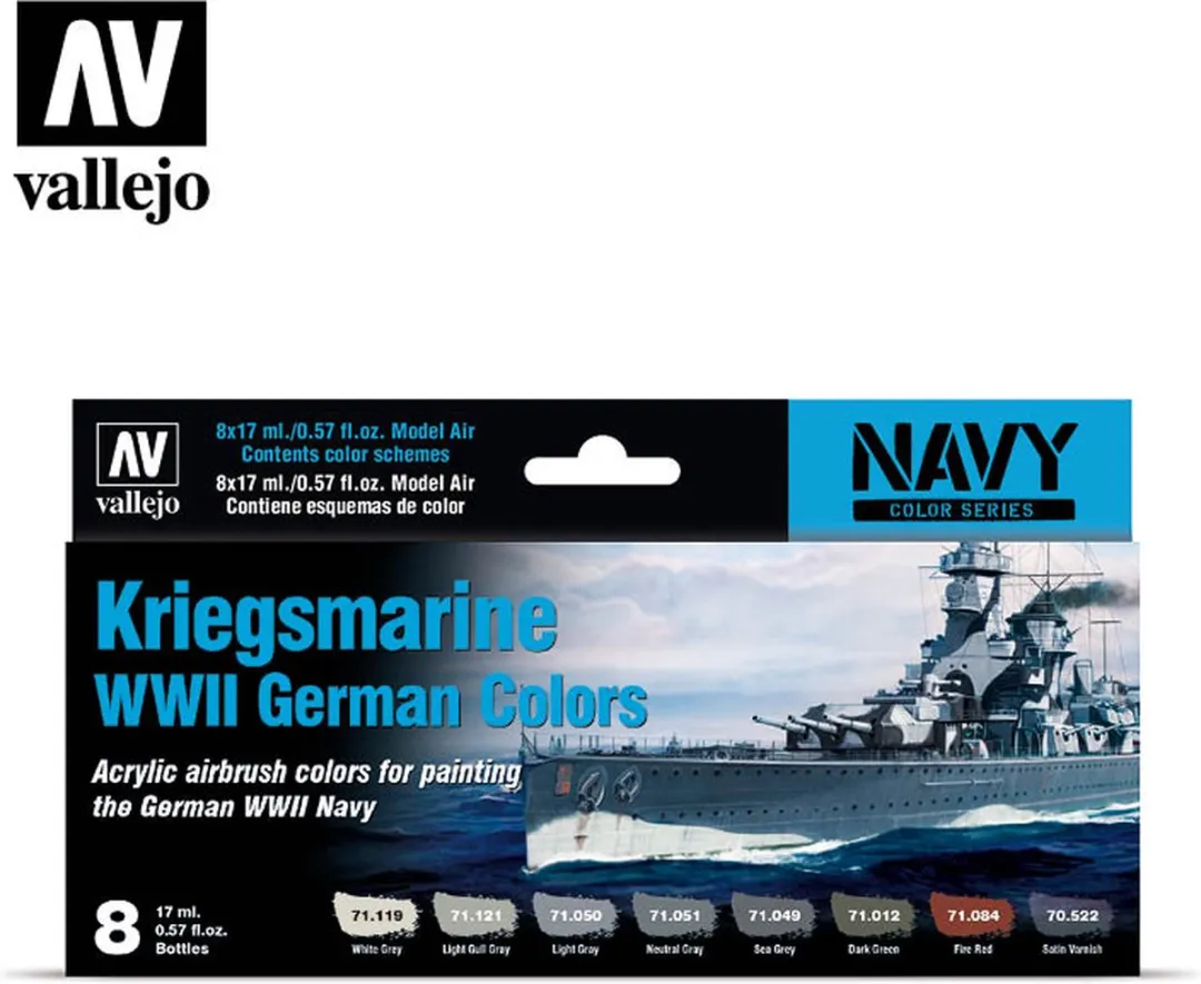 Vallejo Hobbyverf Kriegsmarine WWII German Colors Acrylset - 8x17ml