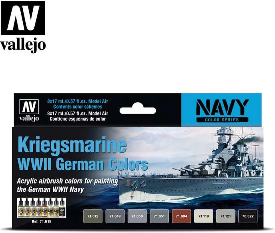 Vallejo Hobbyverf Kriegsmarine WWII German Colors Acrylset - 8x17ml