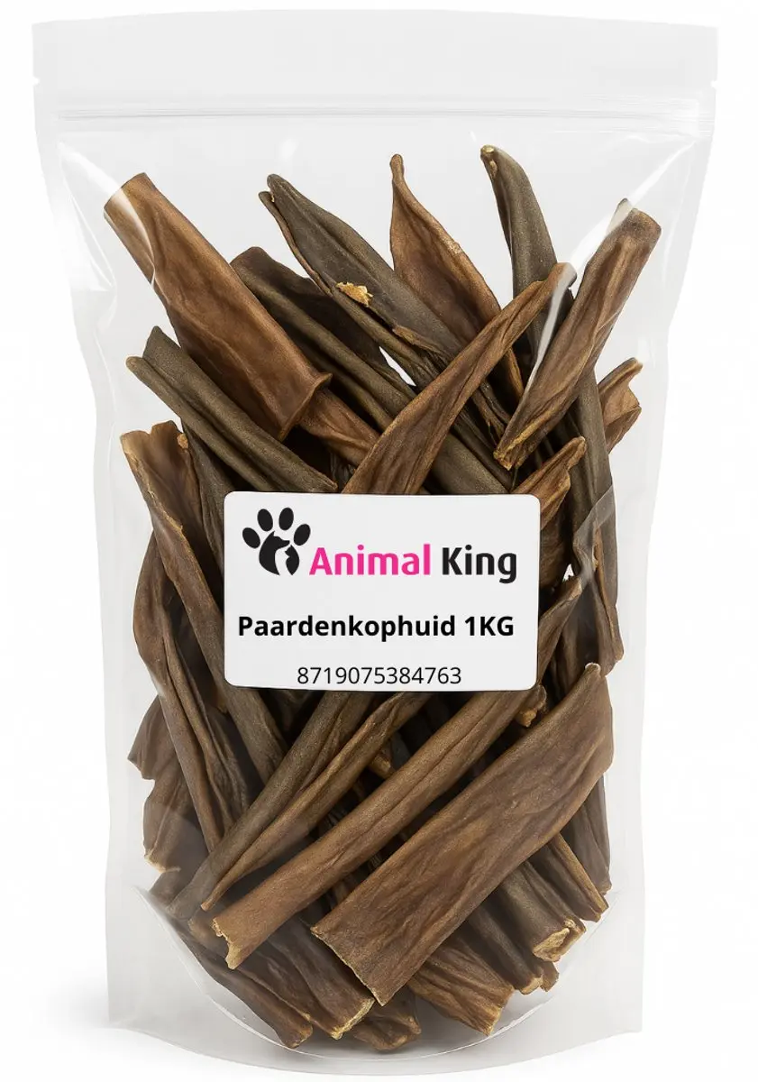 Paardenkophuid-1 kilo-hondensnacks-Animal King-gratis Animal King snackje erbij