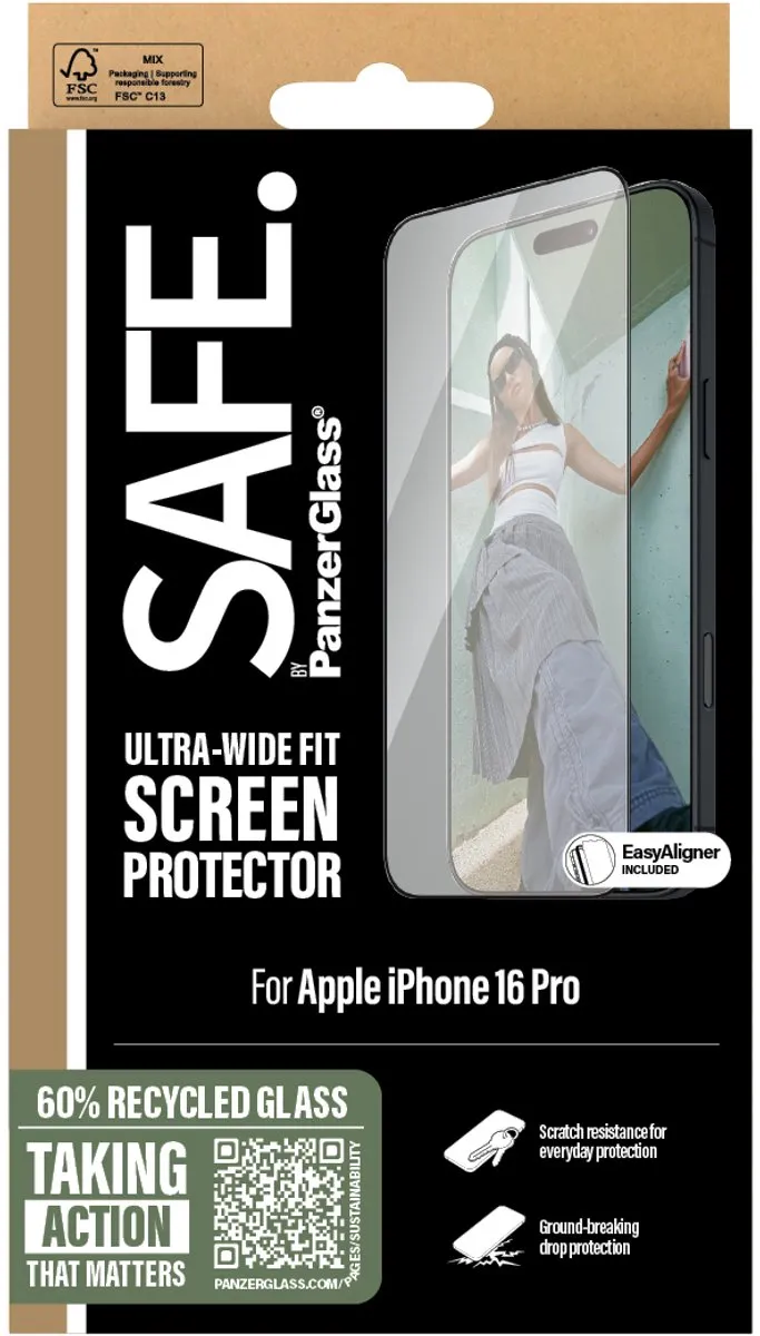 PanzerGlass SAFE95962 iPhone 16 Pro Screenprotector - Ultra Wide Fit - Zwart