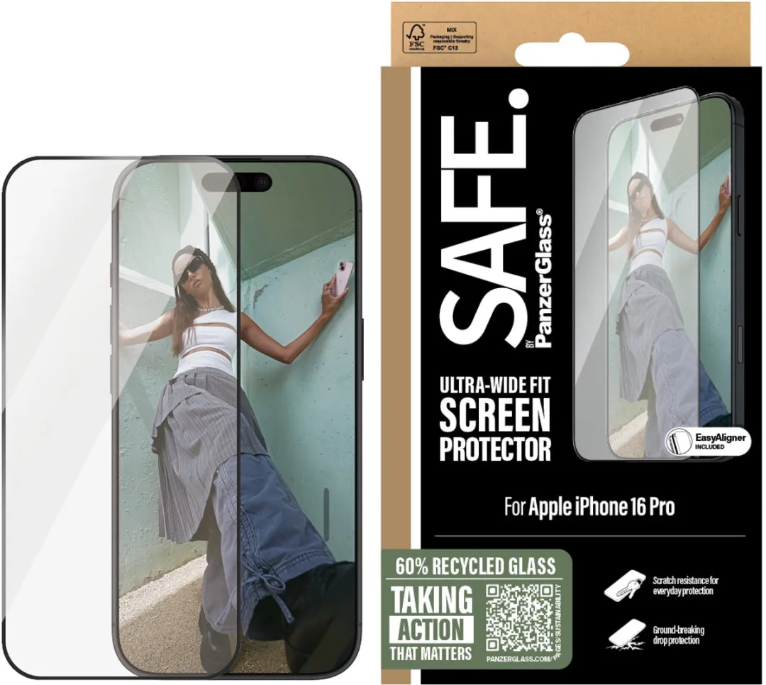 PanzerGlass SAFE95962 iPhone 16 Pro Screenprotector - Ultra Wide Fit - Zwart