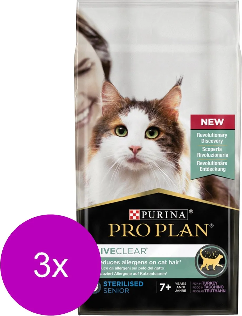 Pro Plan Cat Liveclear Senior Kalkoen 1.4kg - 3 Stuks